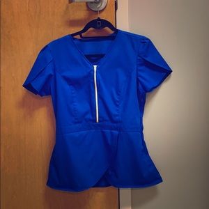 Jaanuu Royal Blue Tulip Scrub Top